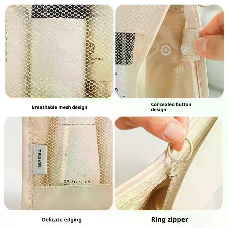 Waterproof Mesh Storage Bags Clear Window Zipper Closure Perfect For Travel Toiletry Stationery Organizing
