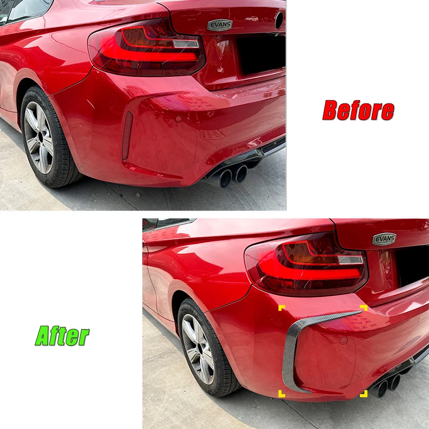 2Pcs Car Styling For BMW 2 Series M2 F87 2016-2021 Rear Bumper Lip Spoiler Splitter Canards Guard Stickers Body Kit Cover