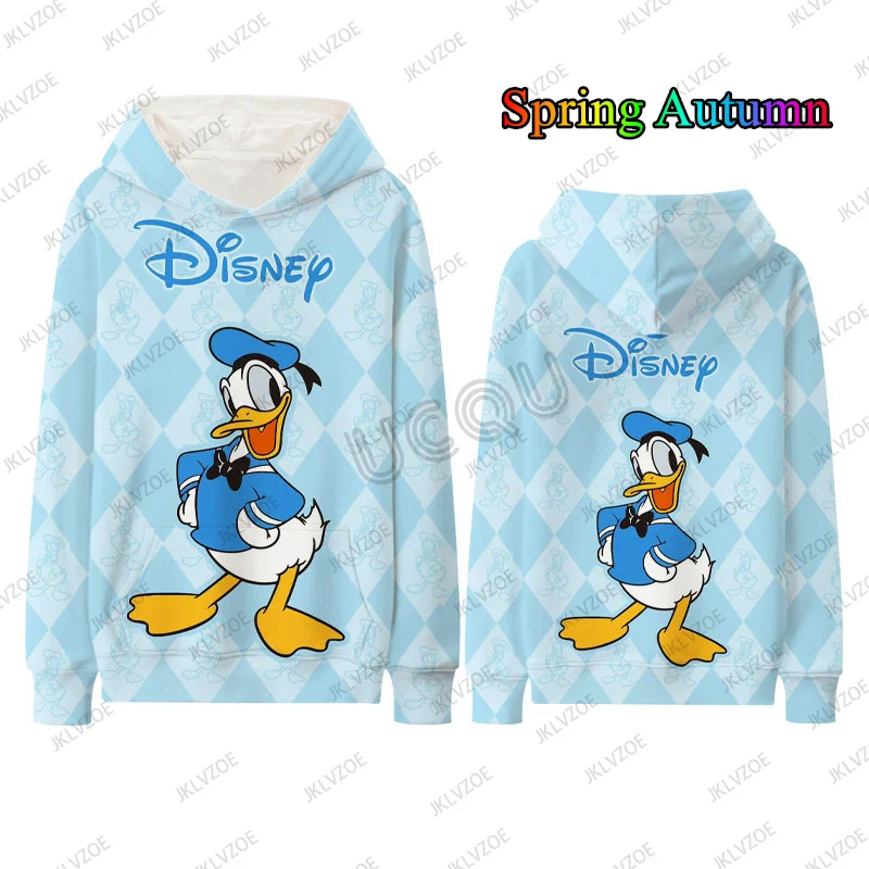 

MINISO Cute Donald Duck and Daisy Duck Cartoon Print Spring Autumn Long Sleeve Boys Girls Hoodies Fashion Casual Kids/Adult Tops