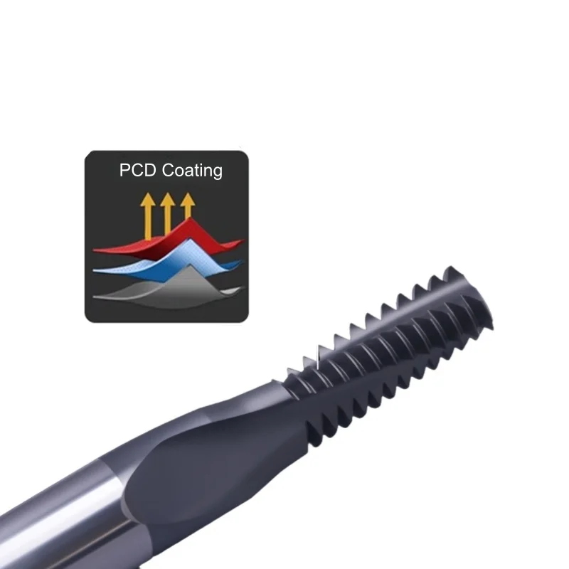 

GraphiteThread Milling Cutter M4-M12 with PCD Coating End Mill Processing Graphite, Electrodes, Carbon Fibers