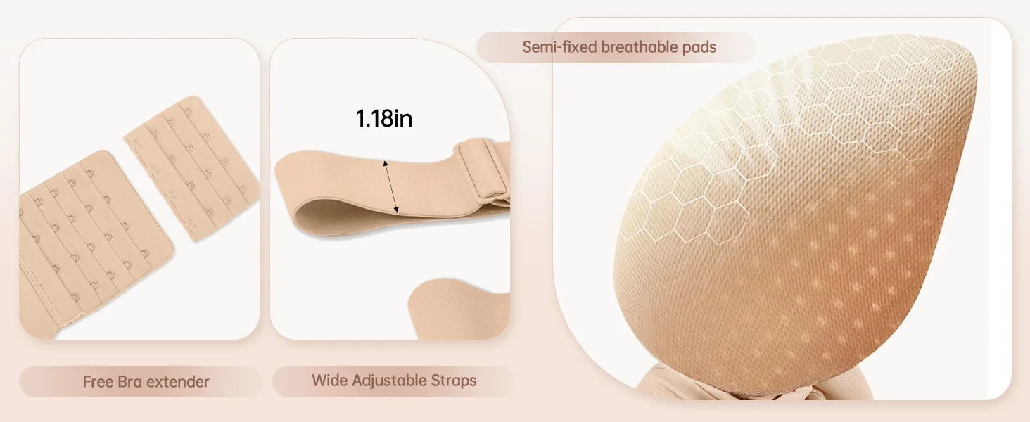Plus Size KUCLUT BH für Damen, B-DDD Cup, nahtloser, rückenglättender, stützender BH mit breiten Trägern, herausnehmbaren Polstern, ohne Bügel, C – Detail 4