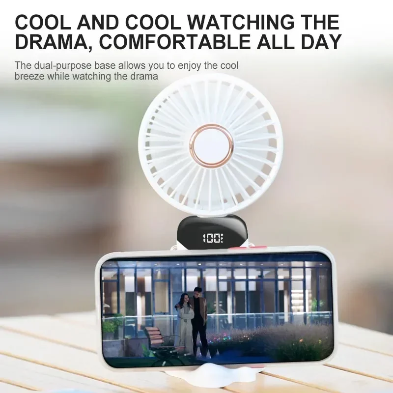 1800mAh Mini Portable Fan USB Can Charging and Hanging Neck 5 -speed Fan, Suitable for Desktop Office Camping Air Cooler