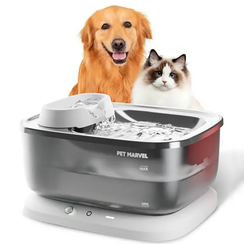 Wireless Sensing Dog Water Fountain for Large Dogs 7L Automatic Pet Water Dispenser for Multi Cats with Stainless Steel Bowl