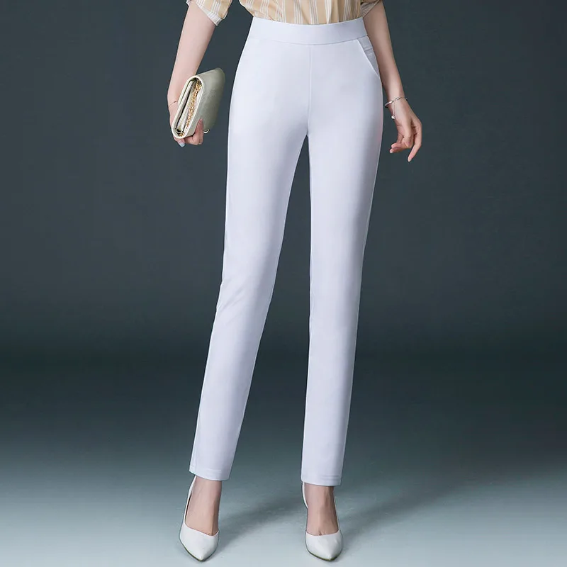 Nowe jesienne spodnie damskie z wysokim stanem, proste, codzienne, plus size, spodnie damskie typu pantalones. — zdjęcie 3