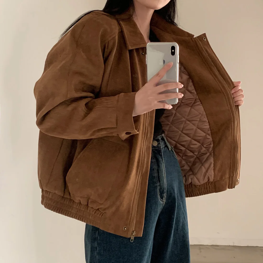 

Temperament New in Autumn and Winter 2025, Suede, Padded Long-sleeved Cotton-padded Coat for Women