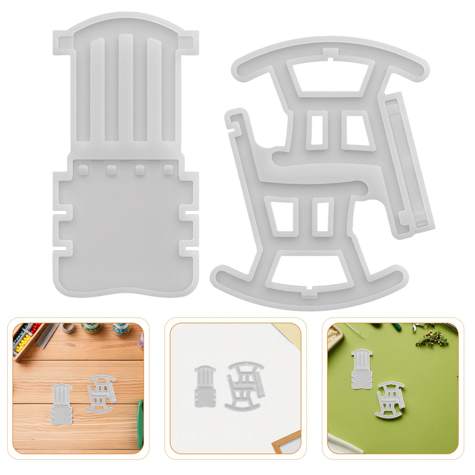 

1 set 1 Set Miniature Dollhouse Rocking Chair Mold For Resin Clay Crafting Diy Tiny House Furniture Accessories Small Landscape