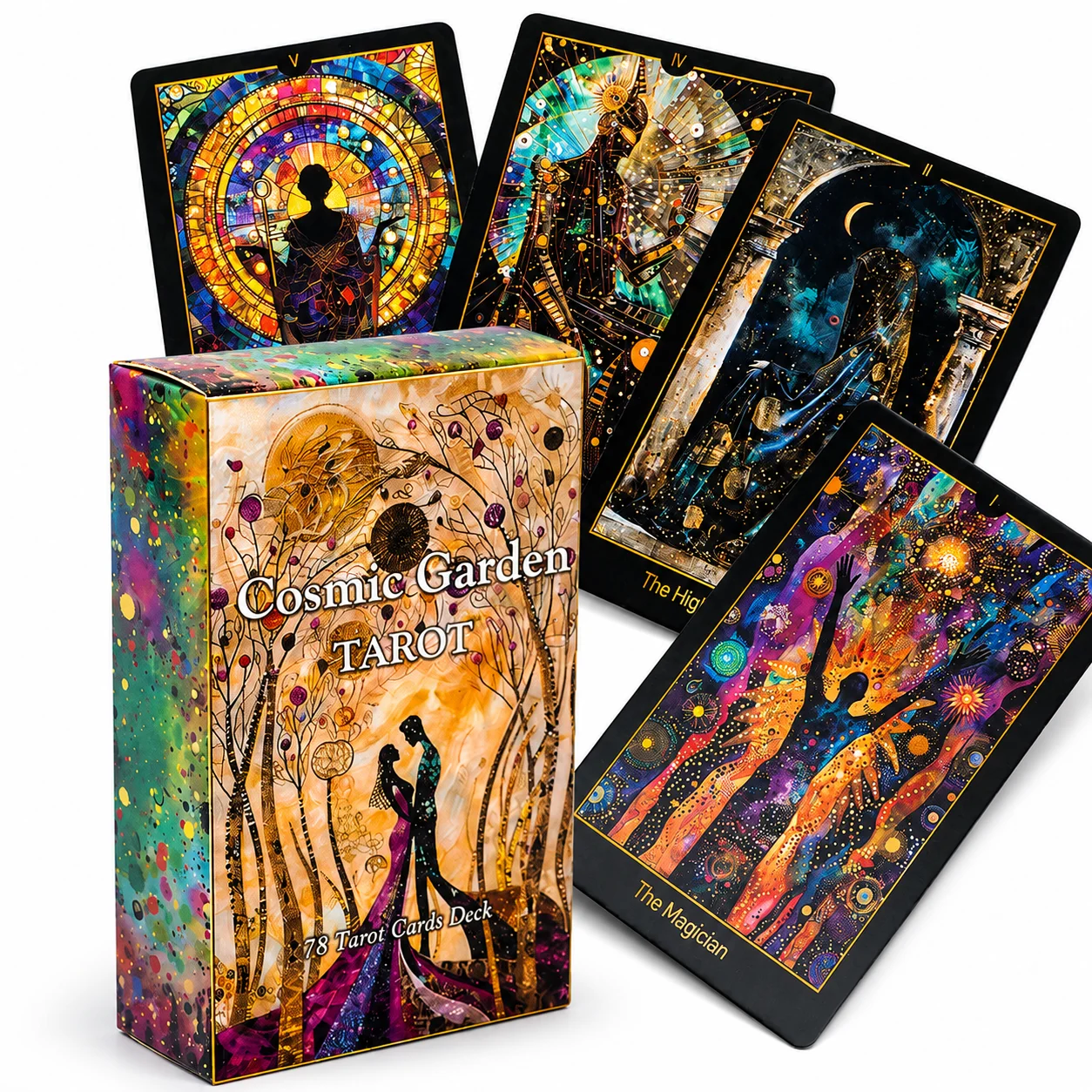 Jeu de tarot Cosmic Garden, 78 cartes, cartes mystiques colorées, Oracle, divination, jeu de cartes de prédiction du futur, jeu de tarot de guidance spirituelle