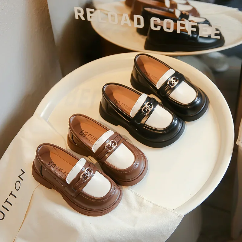 

Обувь для девочек, новинка весны 2024, модная обувь для маленьких девочек, все с бобами, корейская версия лоферов в иностранном стиле, 23-33