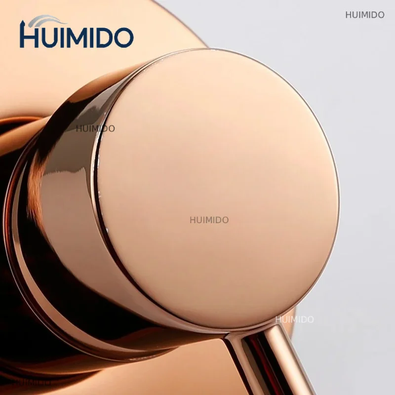 Faucet Set Rose Gold Bathroom Solid Brass With 8-12 Inch Round Shower Head Bathroom Wall Shower Parts