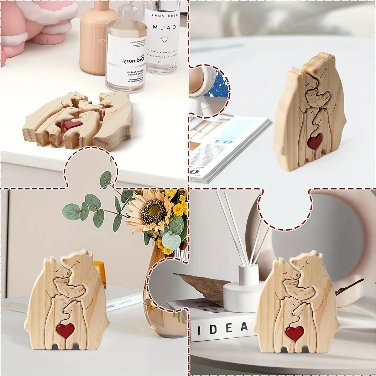 Abbracciare orso famiglia Puzzle in legno regalo di compleanno di natale simpatico orso tema famiglia arte casa decorazione Desktop regalo di