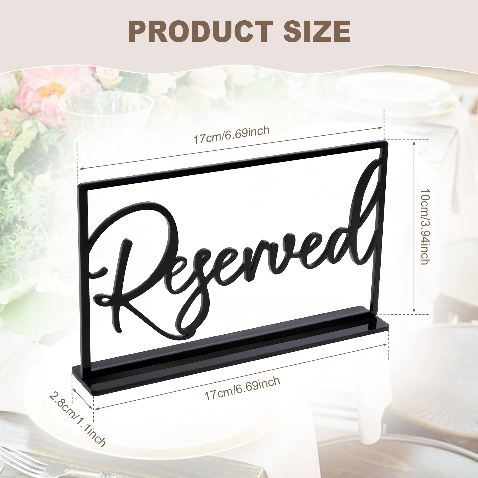 10Pcs Reserved Table Signs with Base Acrylic Guest Reserved Signs Reusable Reserved Seating Signs Minimalist Reservation Signs