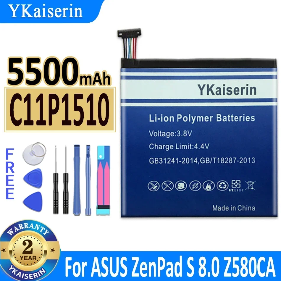 

YKaiserin High Capacity C11P1510 Tablet Battery For ASUS ZenPad S 8.0 Z580CA 5500mAh Batterie +Tools Kits