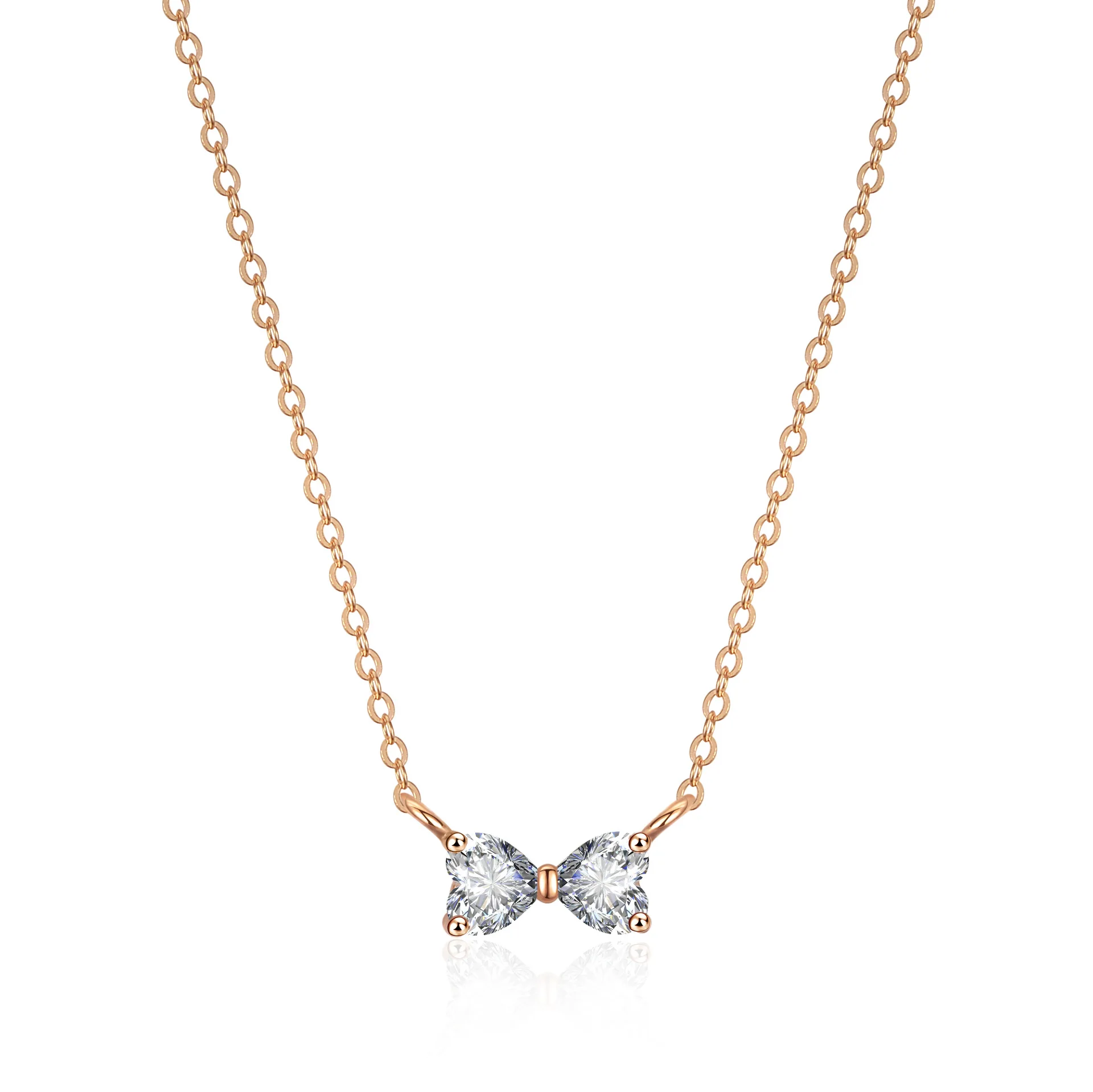 

Ожерелье из муассанита с инкрустацией золотом 18 карат, модное женское ожерелье с бантом на 1 карат, платина PT950, бриллиантовая цепочка на ключицу