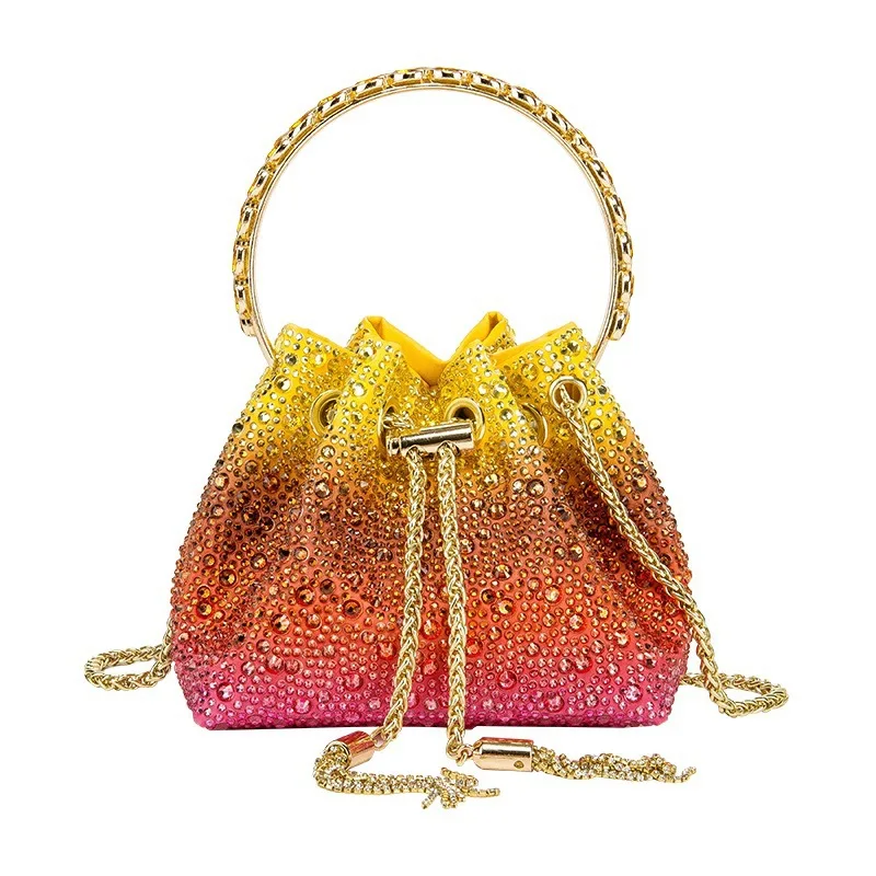 

Handle Rhinestones Evening Clutch Bag Purses And handbag Luxury Designer Shoulder Bag Shiny Crystal Clutch Purse Bucket Bag