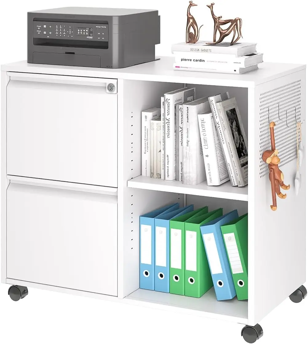 2 Drawer File Cabinet for Home Office, Rolling File Cabinets with Lock, Under Desk Metal Filing Caninet with Wheels for A4 / F4