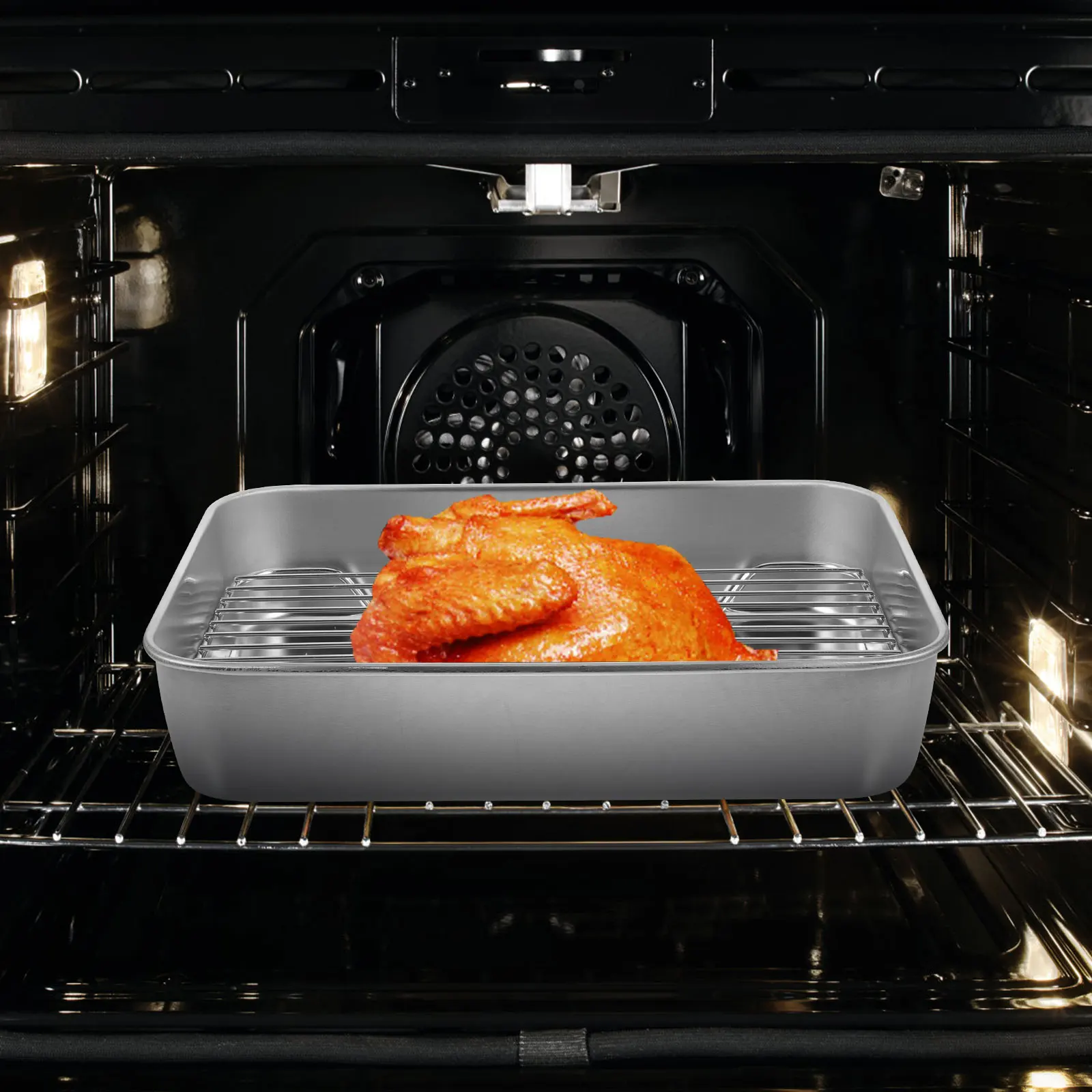 

Stainless Steel Baking Tray Rust Proof Food Grade Pan Perfect for Meat Bread Cookies Easy Clean Dishwasher Safe Oven Pan