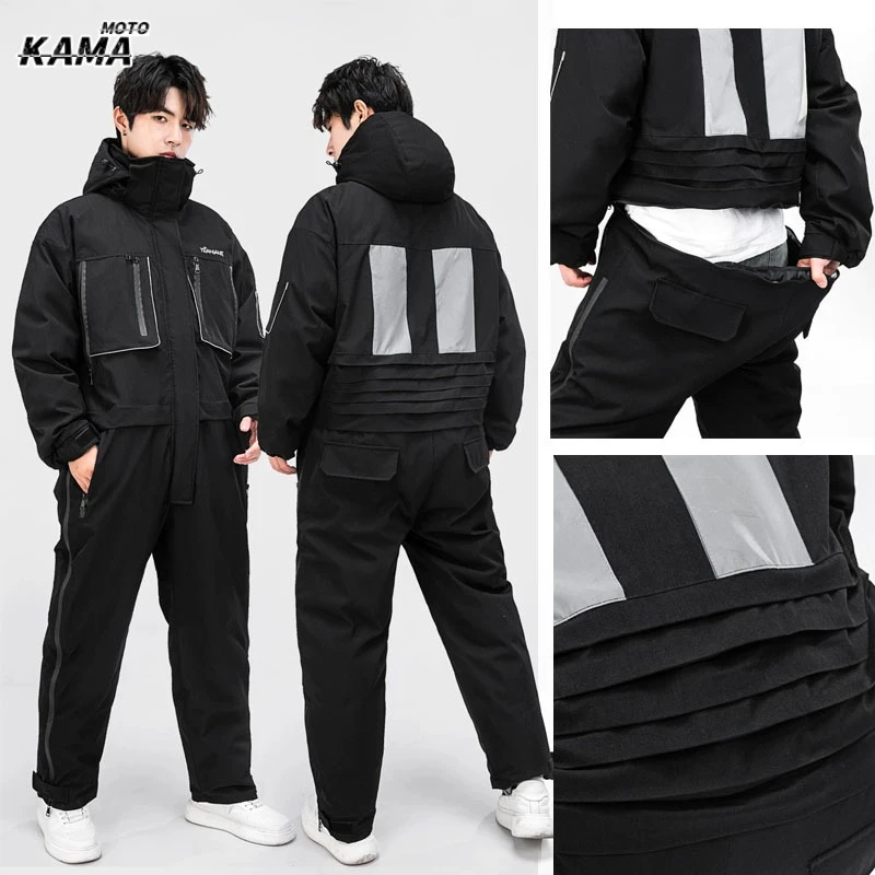 Winter Motorcycle Riding Coldproof Clothing Winter Fashion Waist Designwarm Cotton Jumpsuit,thickened Waterproof Snowmobile Suit