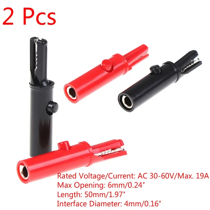 Hot 2Pcs Push Button Type Full Protective Alligator Clip Plug Cable Clips Socket For Professional Multimeter