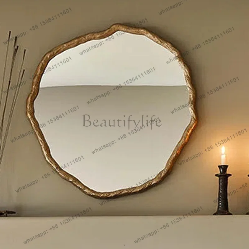 French light luxury wall-mounted bedroom dresser cosmetic mirror household living room background wall decorative mirror