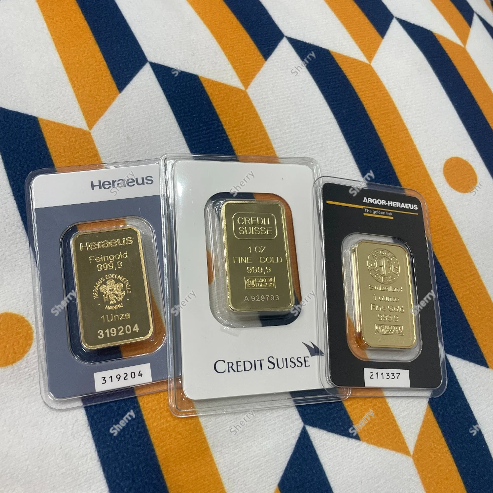 Gold Plated Copper Bar 1oz/2.5g-100g Sealed Non-Magnetic Replica Bullion Ingots Commemorative Collection Gifts