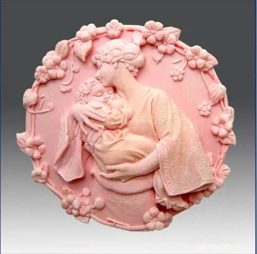 

3D Silicone Soap/candle Mold - Circle Mold Mother With Child Silicone Soap Mold Handmade Moulds Silicone Rubber PRZY No.l001