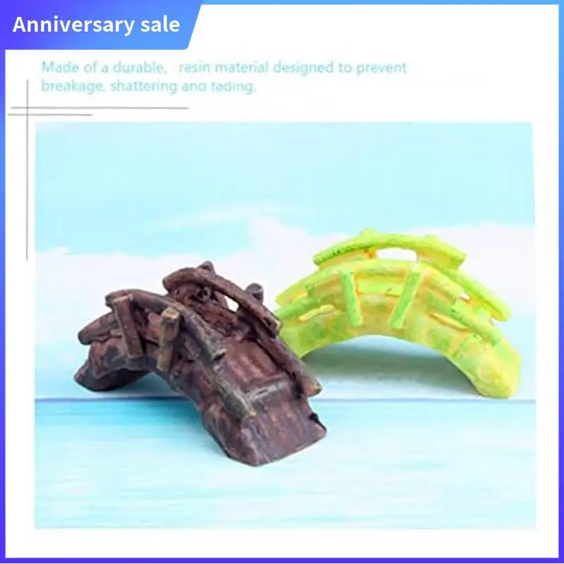 

A75P-20 Pcs Flower Pot Ornament Small Bamboo Bridge Ornament Reptile Reptile Accessories Garden Bench Bonsai Figurines