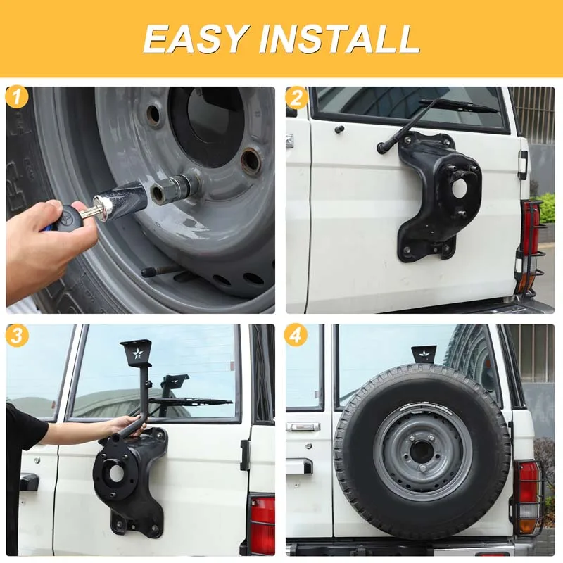 For Toyota LC71 LC76 2007-2022 Spare Wheel Tire Mounting Holder Bracket With Antenna Flag Pole Bracket Car Exterior Accessories