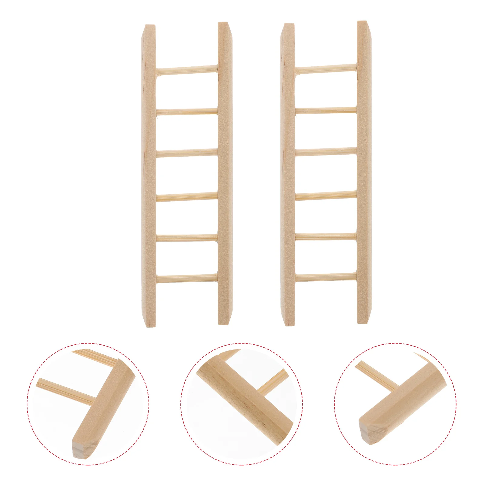 2 Pcs Mini Ladder Miniature Step Ladders Decoration Dollhouse Micro Scene Decorative Wood Toy