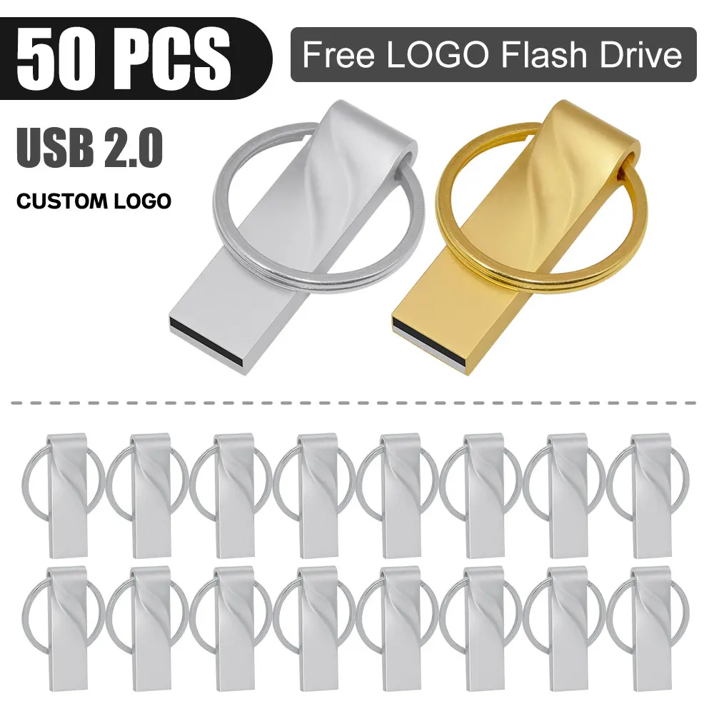 50 Stuks Gratis Logo Geheugen U Schijf Usb Flash Drive 4Gb Usb Metalen Stick Pendrive 64Gb Hoge Snelheid Usb Mini Pen Drive 32Gb Geheugen U Schijf