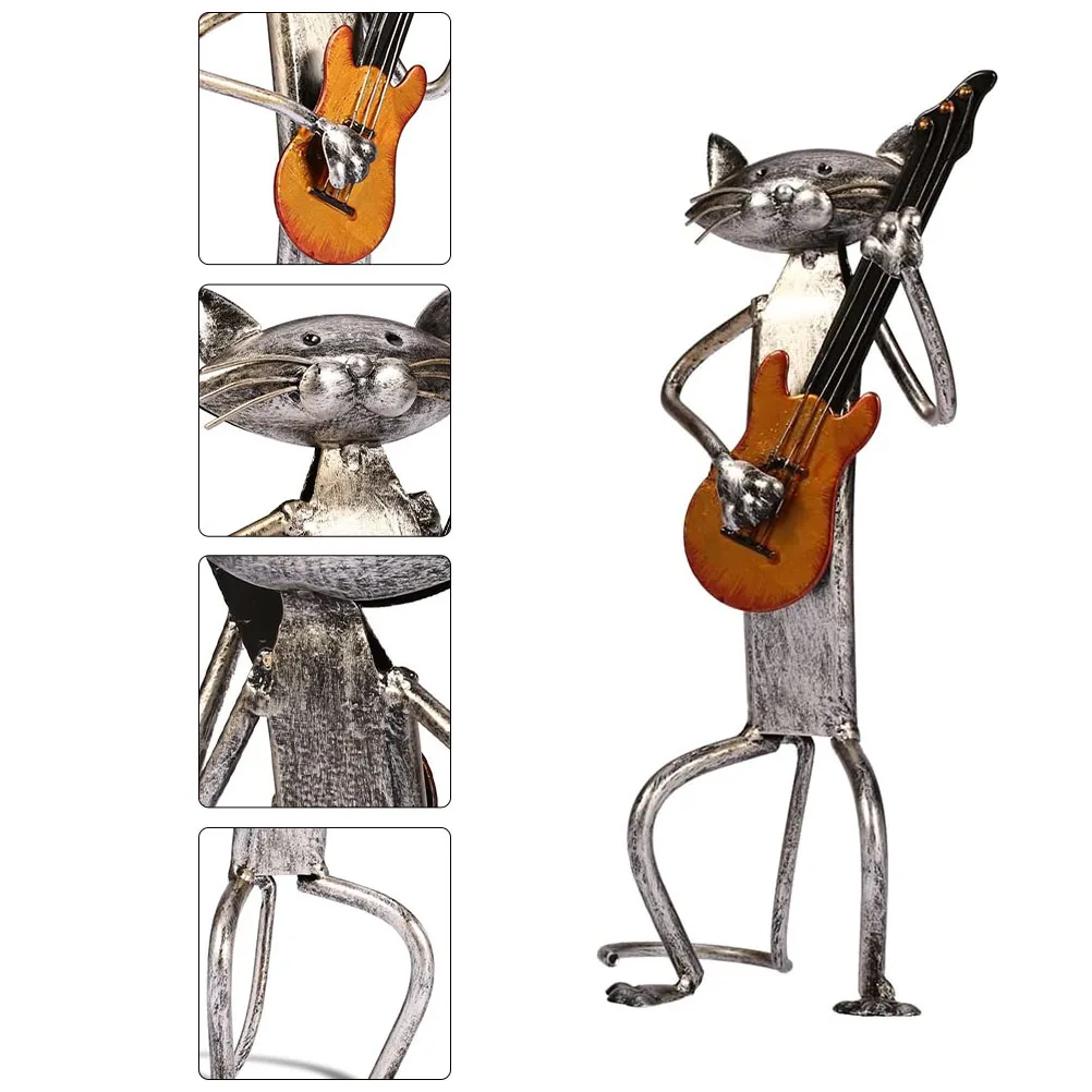 

Creative Iron Guitar Sculpture Ornament Home Office Decor Gift Metal Statue, Desktop Adornment Craft, Figure Ornament,