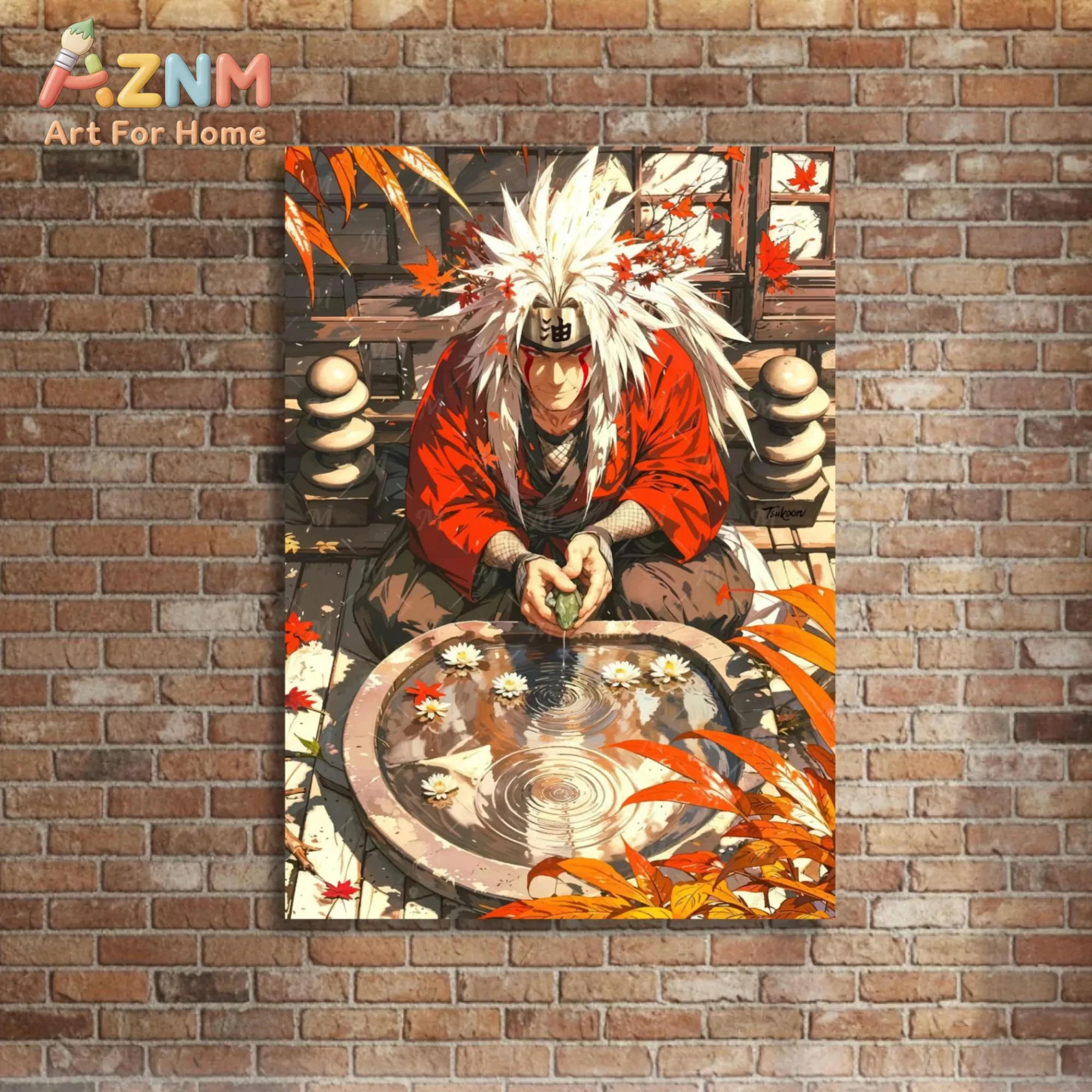 1Pc Póster Metálico de Jiraiya, Arte de Pared de Naruto Shippuden, Impresión de Anime del Sábio Rana