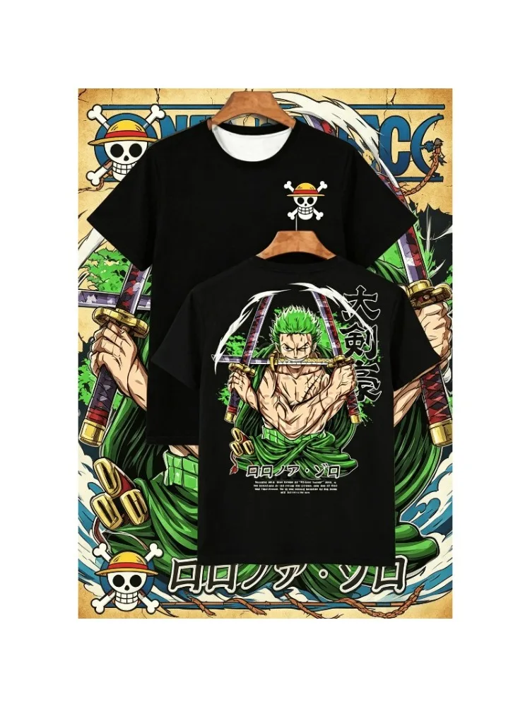 One Piece Japanisches Anime Bedrucktes Herren-T-Shirt Roronoa Zoro Jungen Kinder Harajuku Kurzarm Kinder Luffy T-Shirt Kleidung