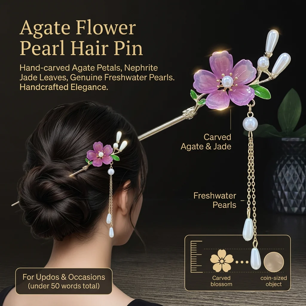 New Style Ancient Chinese Floral Tassel Hairpin for Qipao Hairdo Versatile Headwear Alloy Material Floral Design Elegant Feeling