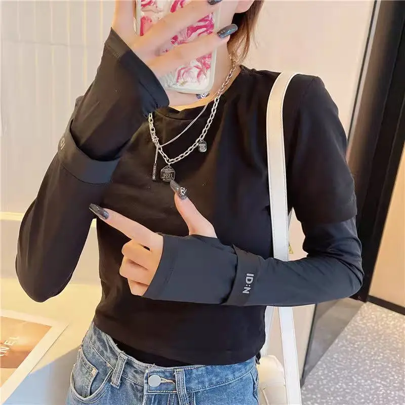 Summer Ice Silk Long Sleeves Anti-Sunburn Arm Cover UV Solar Arm Sleeves Woman Men Cycling Fingerless Gloves Cool Muff Sleeve