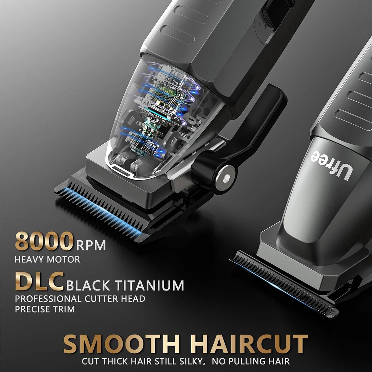 8000RPM 2PC Kits U-858 Professional Electric Hair Clipper DLC FADE Scalelike Blade Salon Barber Trimmer for Man