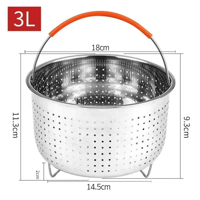 2-8L Stainless Steel Steamer Basket Instant Pot Accessories Instant Cooker with Silicone Covered Handle Draining Steam Basket