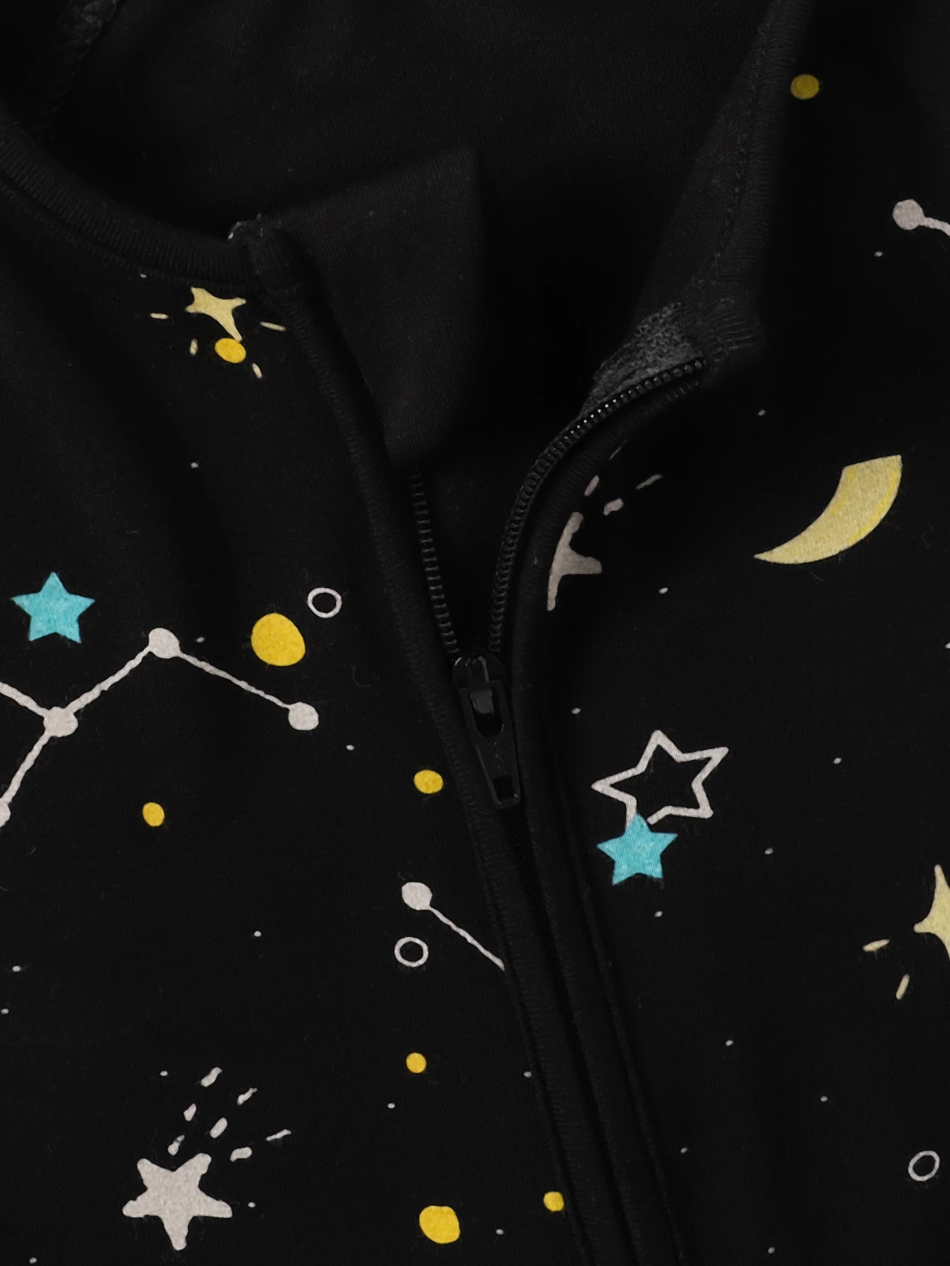 Baby Bamboo Fiber Soft and Breathable Fabric, Moon, Stars, and Astrological Print Long-Sleeve Convertible Footie Romper