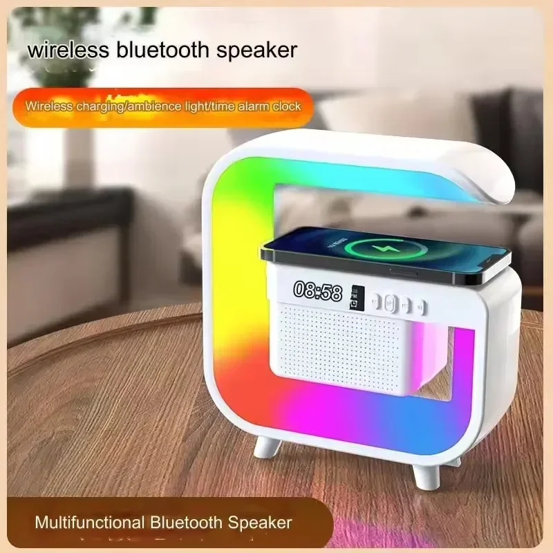 Bezprzewodowa ładowarka Stojak Bluetooth 5.0 Głośnik Fm Tf Rgb Lampka nocna Stacja szybkiego ładowania Wielofunkcyjna dla Iphone Samsung Xiaomi