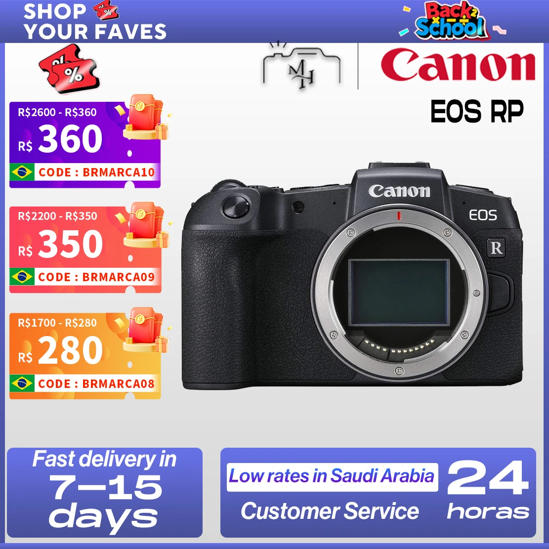 【Do Brasil】Canon EOS RP Full-Frame Mirrorless Camera 4K Video Body with RF 24-105 Mm F4 STM USM Lens Professional Digital Came