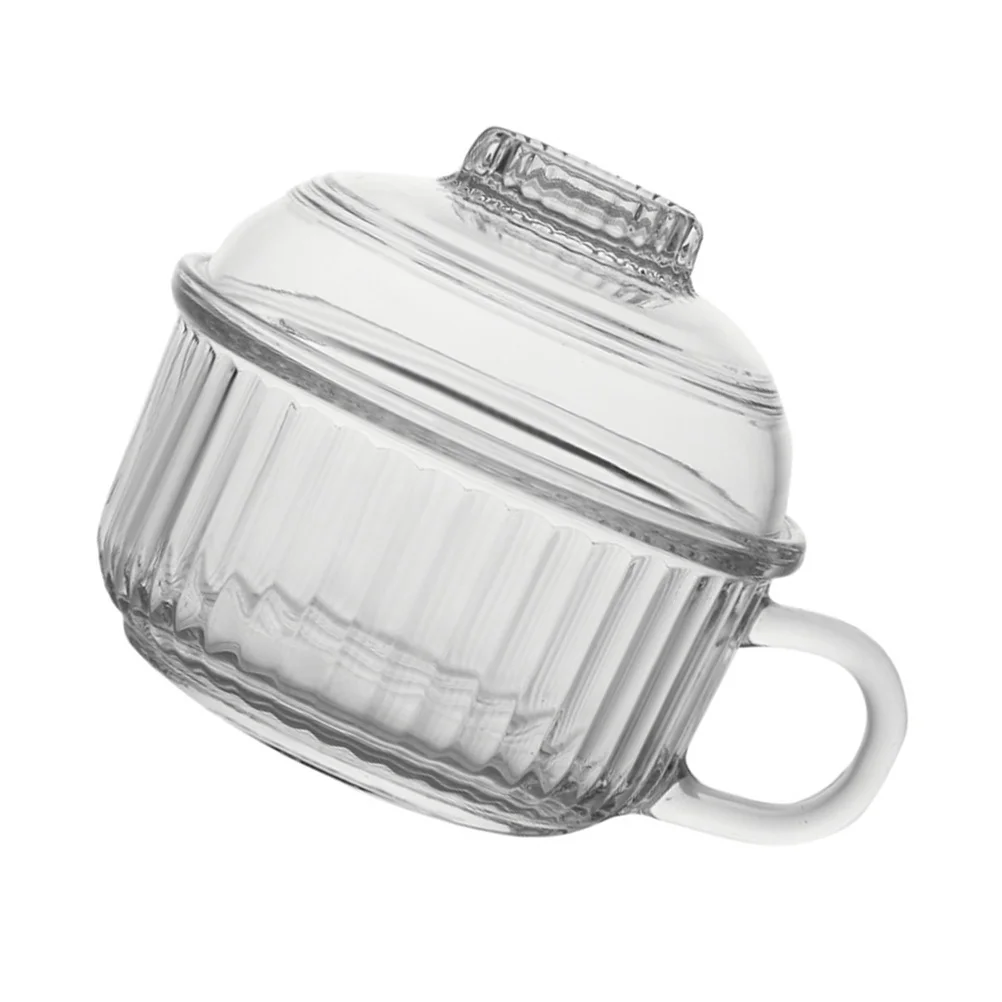 كوب حبوب من الزجاج المقسى وعاء حلوى مع غطاء واضح وعاء زجاجي للإفطار عرض قهوة الحليب أدوات المائدة المنزلية كوب حبوب