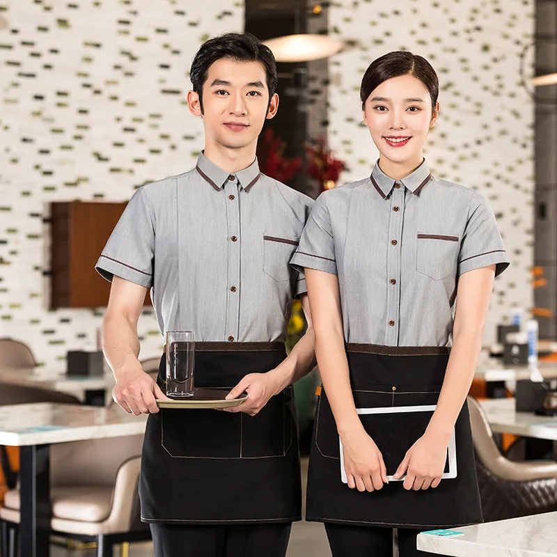 Waiter Workwear Short Sleeve Women's Hotel Catering Chinese Hot Pot Restaurant Staff Summer Clothes