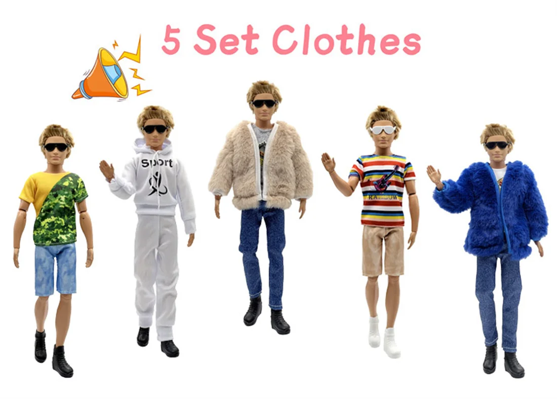 

5 Set Ken Cloth Doll Accessories Casual Wear Suit for 30cm 12inch Ken Doll Kids gift