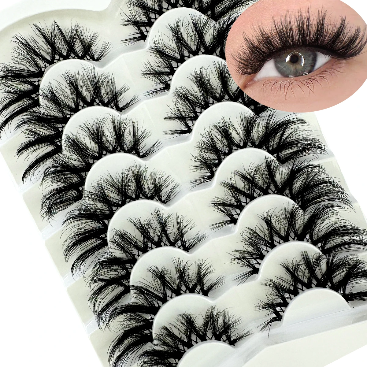 Lashes 5D Faux Mink Lashes 100% Handmade Luxurious Fake Eyelashes Lightweight Fluffy False Eyelashes 7Pairs Pack