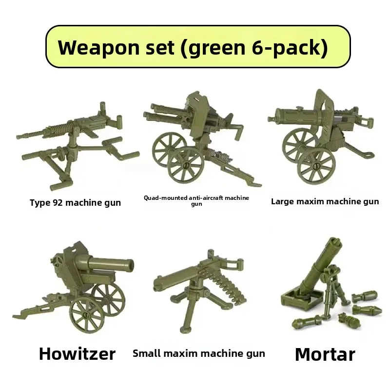 Puppenset aus dem Zweiten Weltkrieg mit Militärwaffen, Sandsäcken, Lernspielzeug, Minifiguren, Kinderspielzeug und Geburtstagsgeschenken. – Detail 9