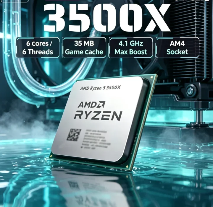 AMD R5 3500X Procesador para Juegos de Escritorio, 6 Núcleos, 6 Subprocesos, Boost de 4.1GHz, 32MB de Caché, AM4, Apto para Juegos en Línea Populares