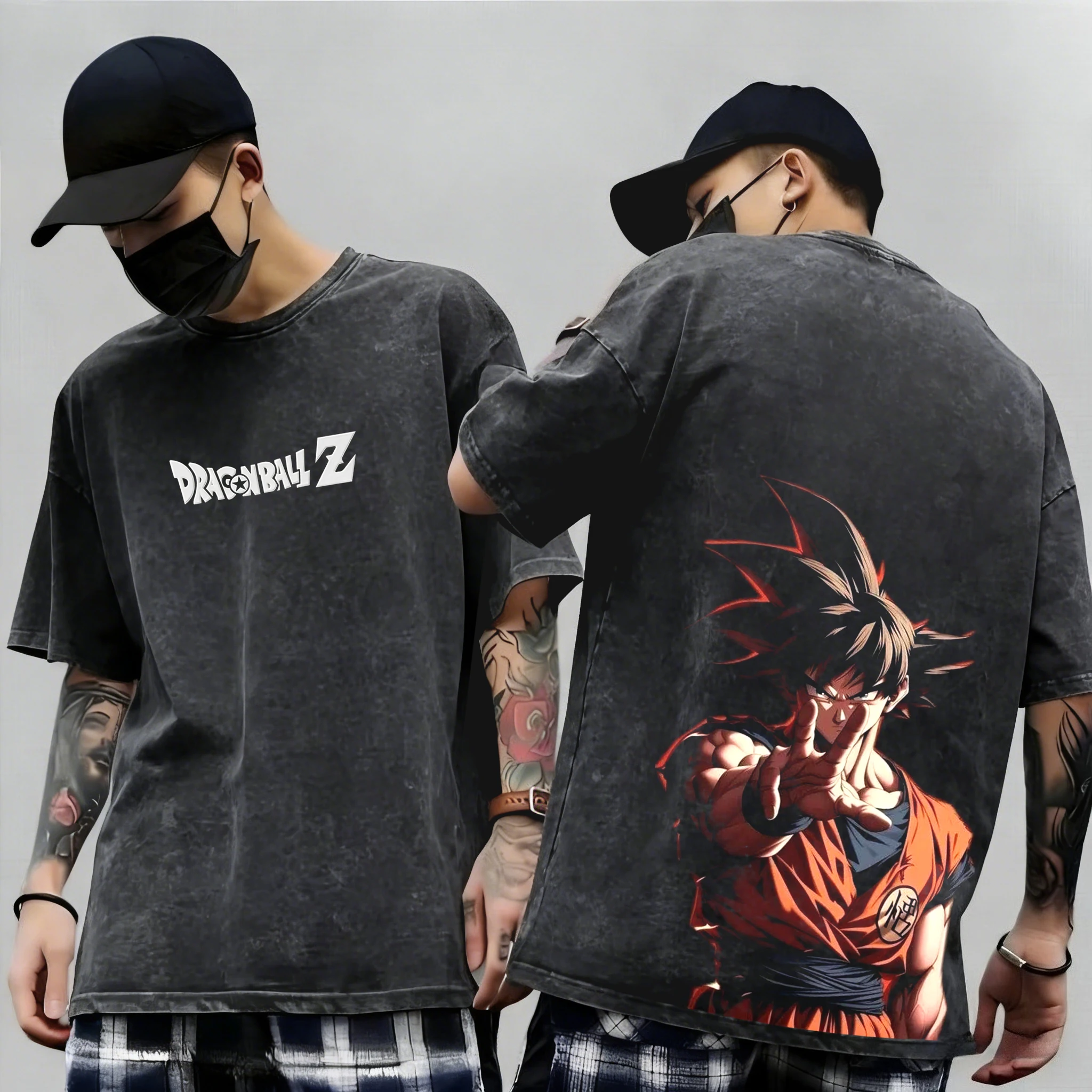 

Аниме Dragon Ball Косплей Промытая футболка Хлопковые топы с короткими рукавами Повседневная спортивная футболка для фитнеса Мужчины Женщины Harajuku Y2K Одежда