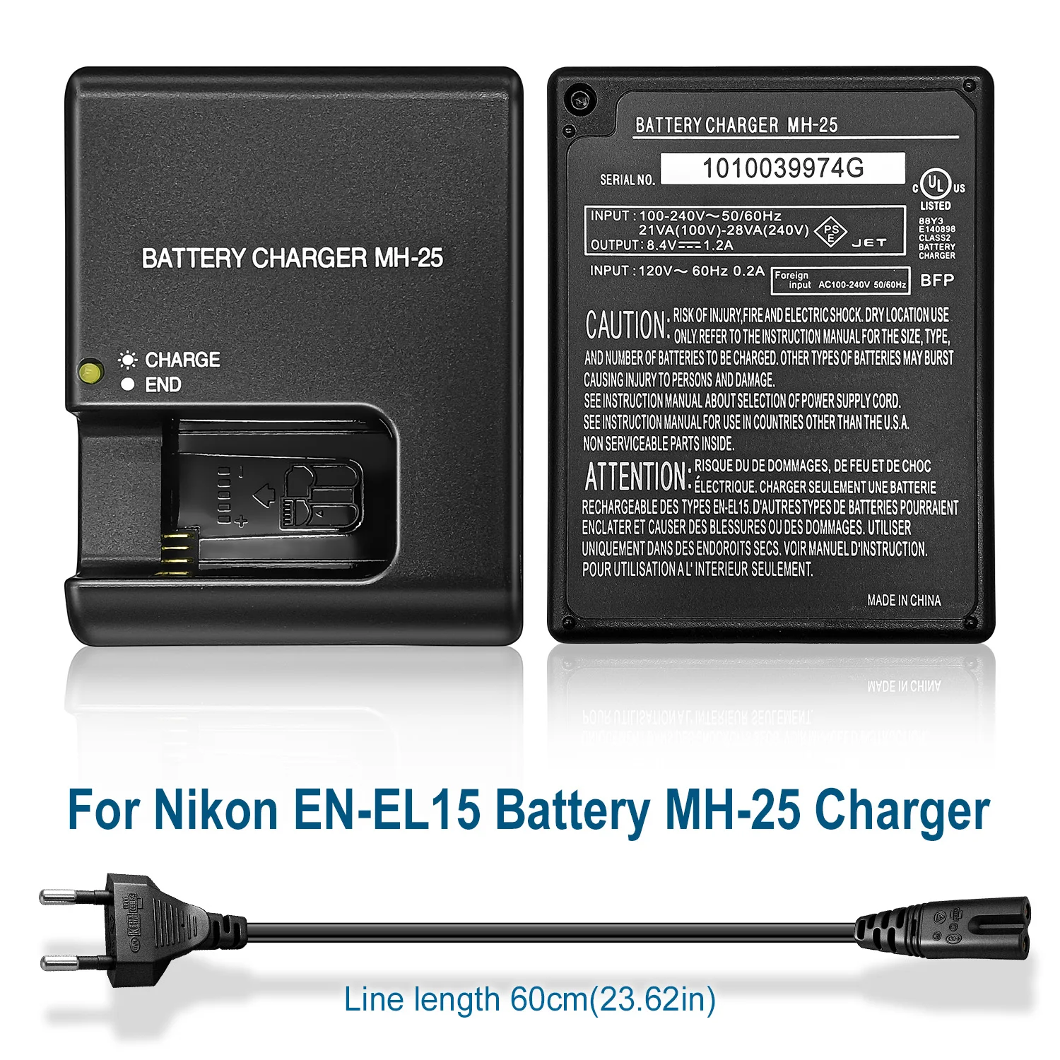 MH-25 Akkuladegerät für Nikon EN-EL15c EN-EL15 für Coolpix Z6iii Z8 D850 Z5ii D7500 D780 Z5 Z6 II D500 D750 D800 D7100 D610Cam – Detail 1