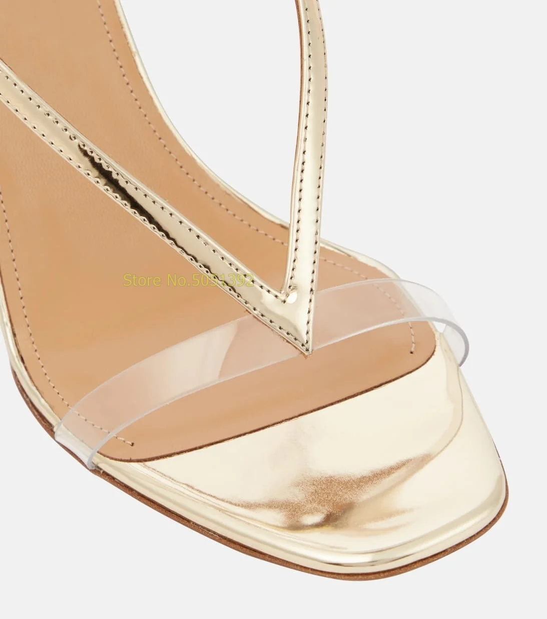 Gold Wedges Strappy Women Sandals Clear PVC Strap Cover Heel Ankle Buckle Strap Open Toe Fashion 2024 Summer Women Dress Shoes