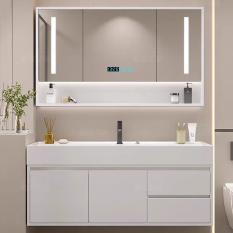 

Makeup Luxury Bathroom Cabinet Rack Storage Mirror Vanity Bathroom Cabinet Shower Organizer Ergonomic Vestidores Hotel Furniture