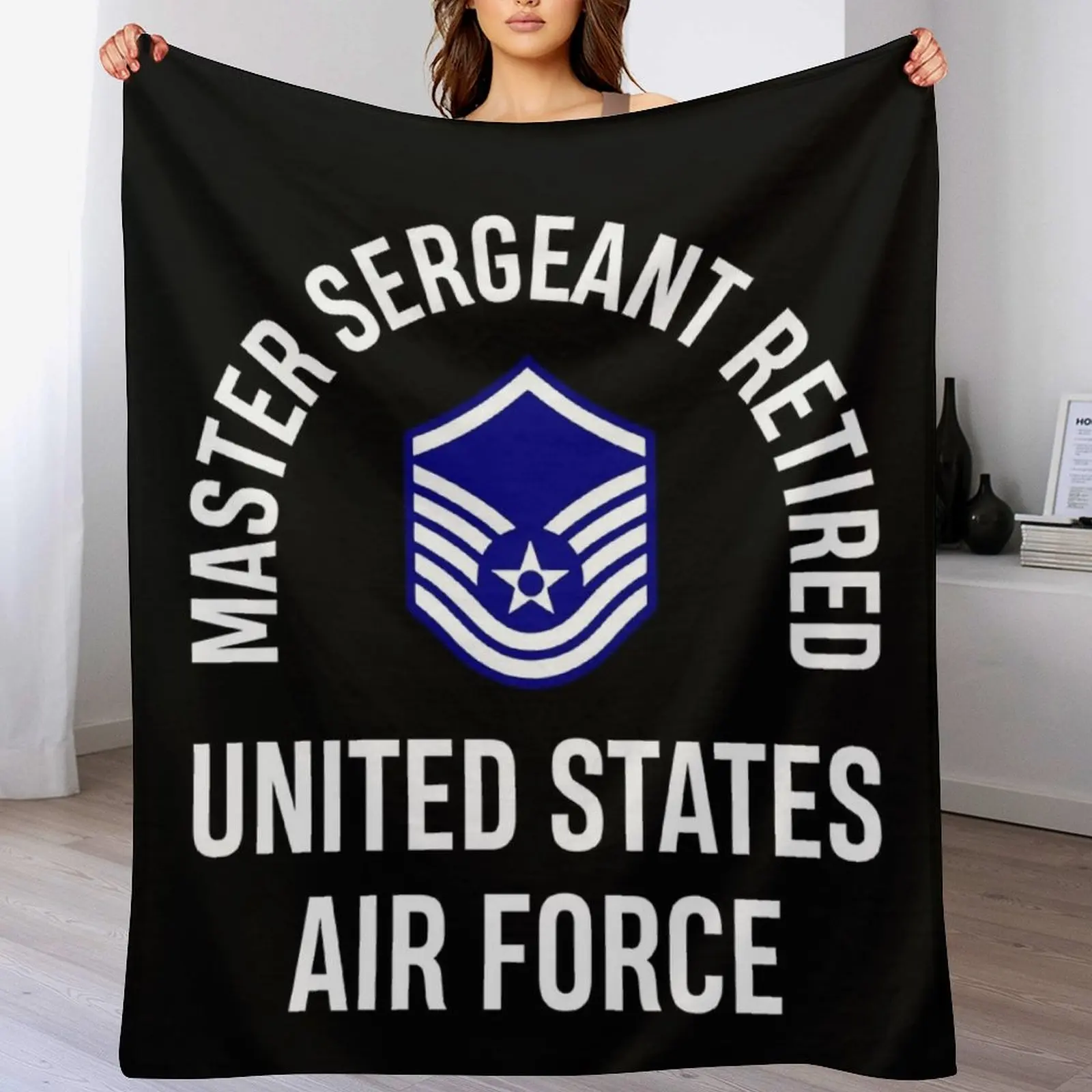 

Master Sergeant Retired United Sates Air Force Retirement Throw Blanket Ultra Soft Flannel Fleece Blanket for All Seasons